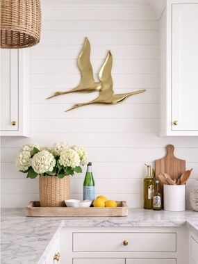 Vintage Brass Flying Birds Wall Sculpture Mid Century Coastal Decor